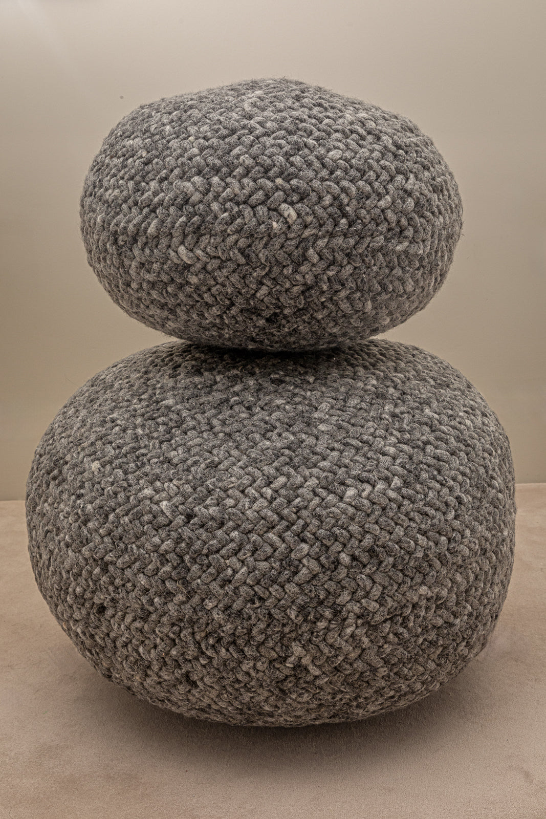 Pebble Wool Pouffe Dark Grey Small