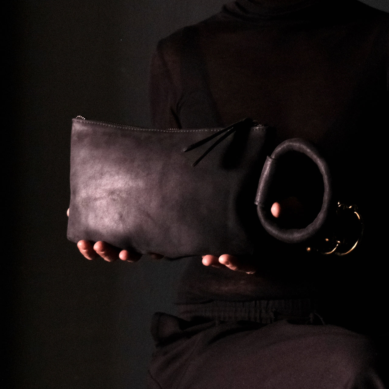 Hayat Clutch - Black Leather