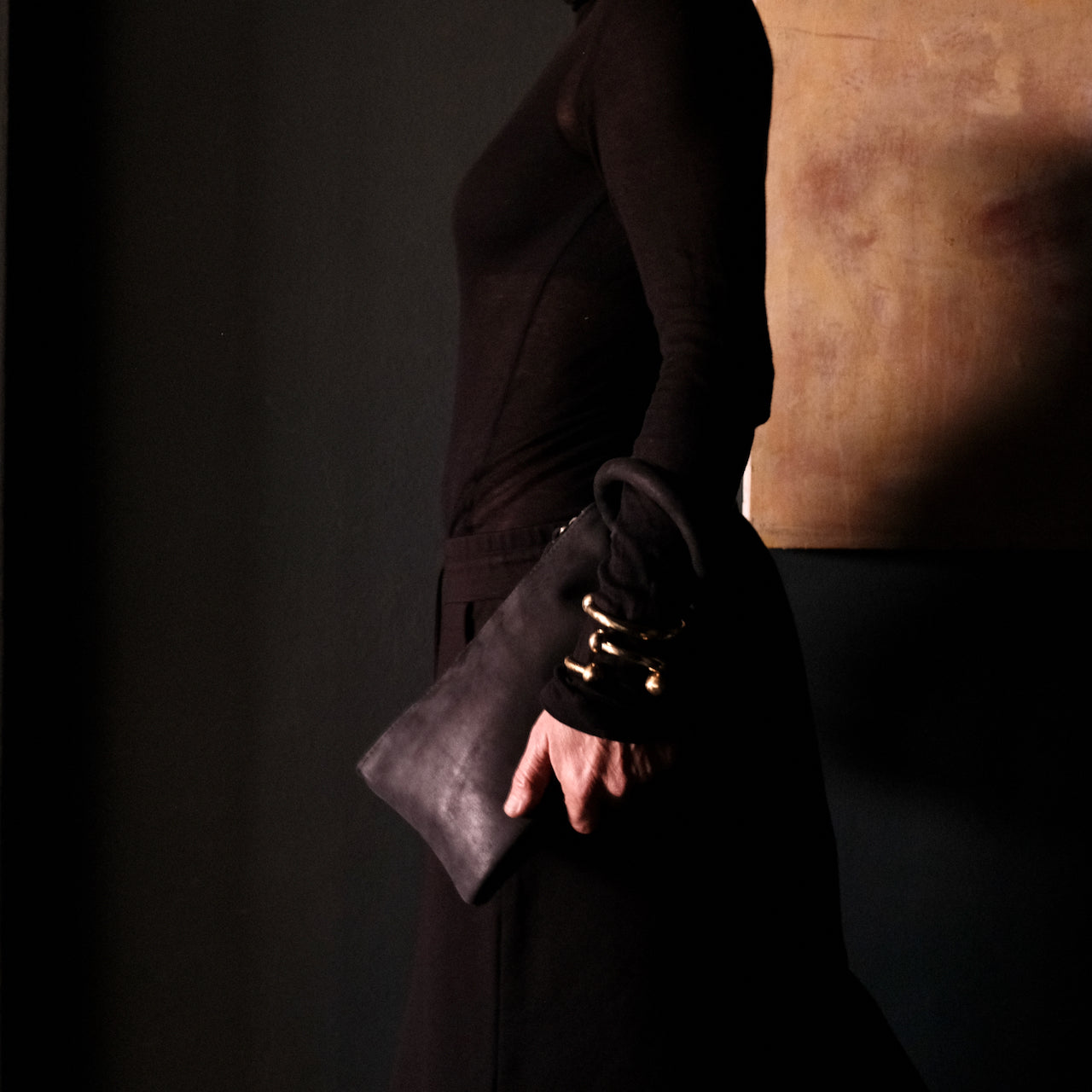 Hayat Clutch - Black Leather