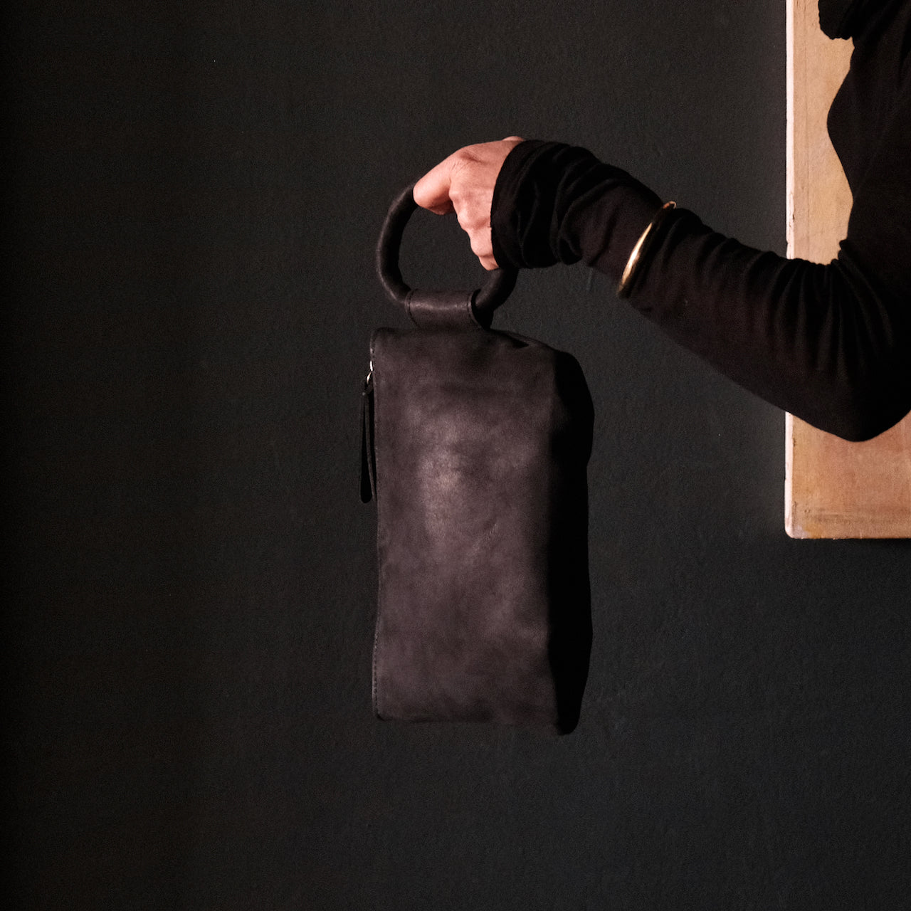 Hayat Clutch - Black Leather