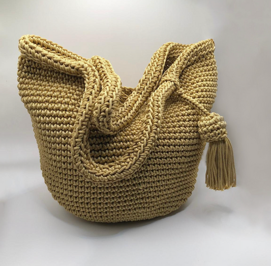 Crochet Bucket Bag Beige